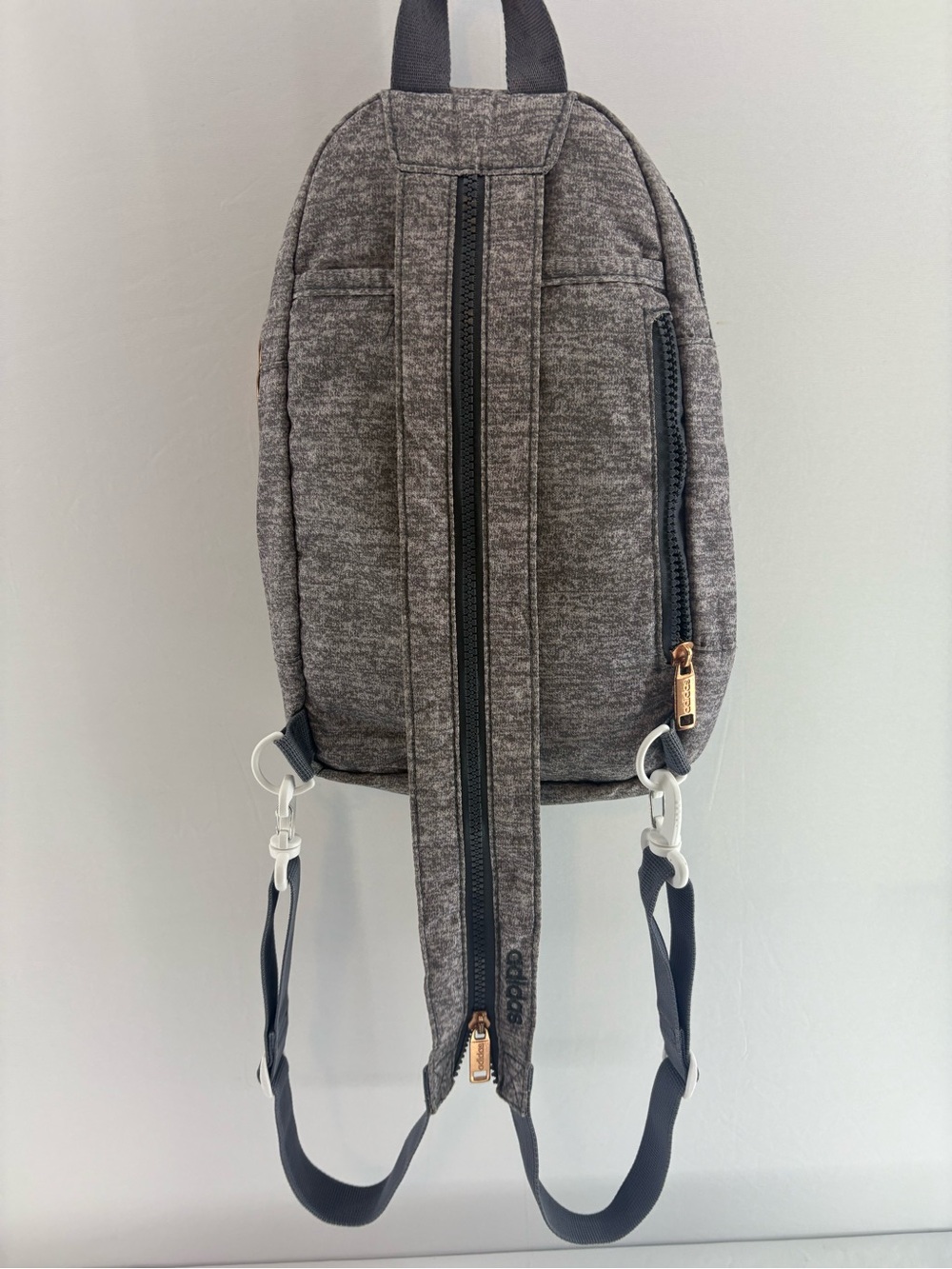 adidas Heather Gray Sling Backpack / sling with Rose Gold Accents - Picture 3 of 9